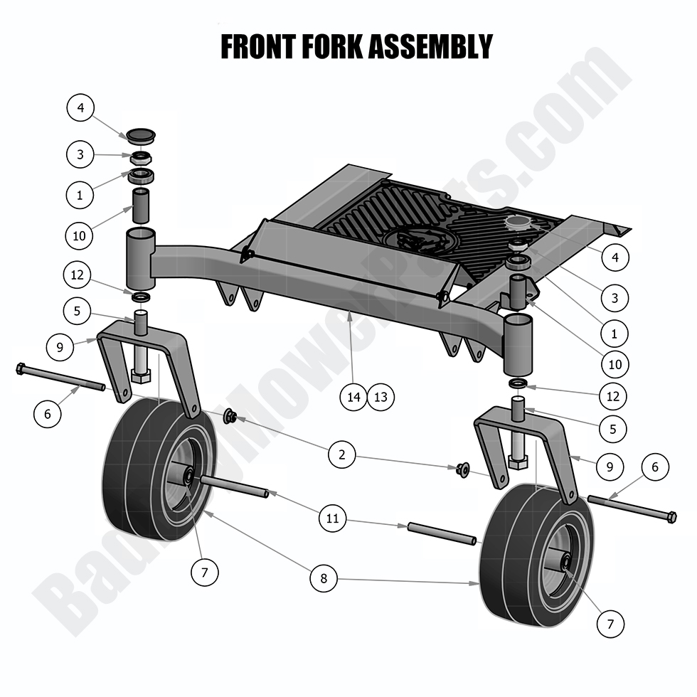 1710 - Bad Boy Mower Parts Lookup > 2018 > MZ > Front Fork Assembly